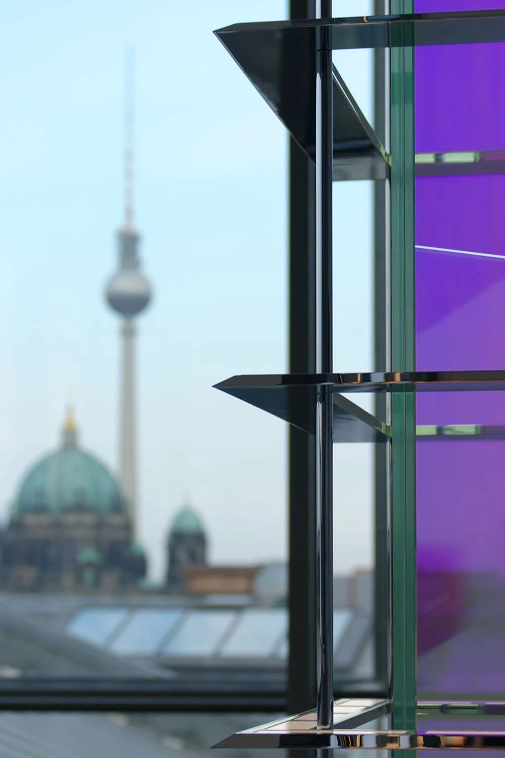 Detail of OLED luminaire and the television tower of Berlin in the background
