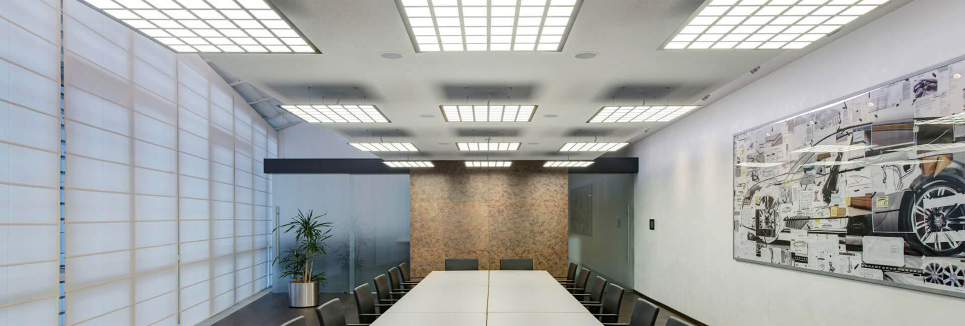 OLED luminaires in conference room at Audi Forum