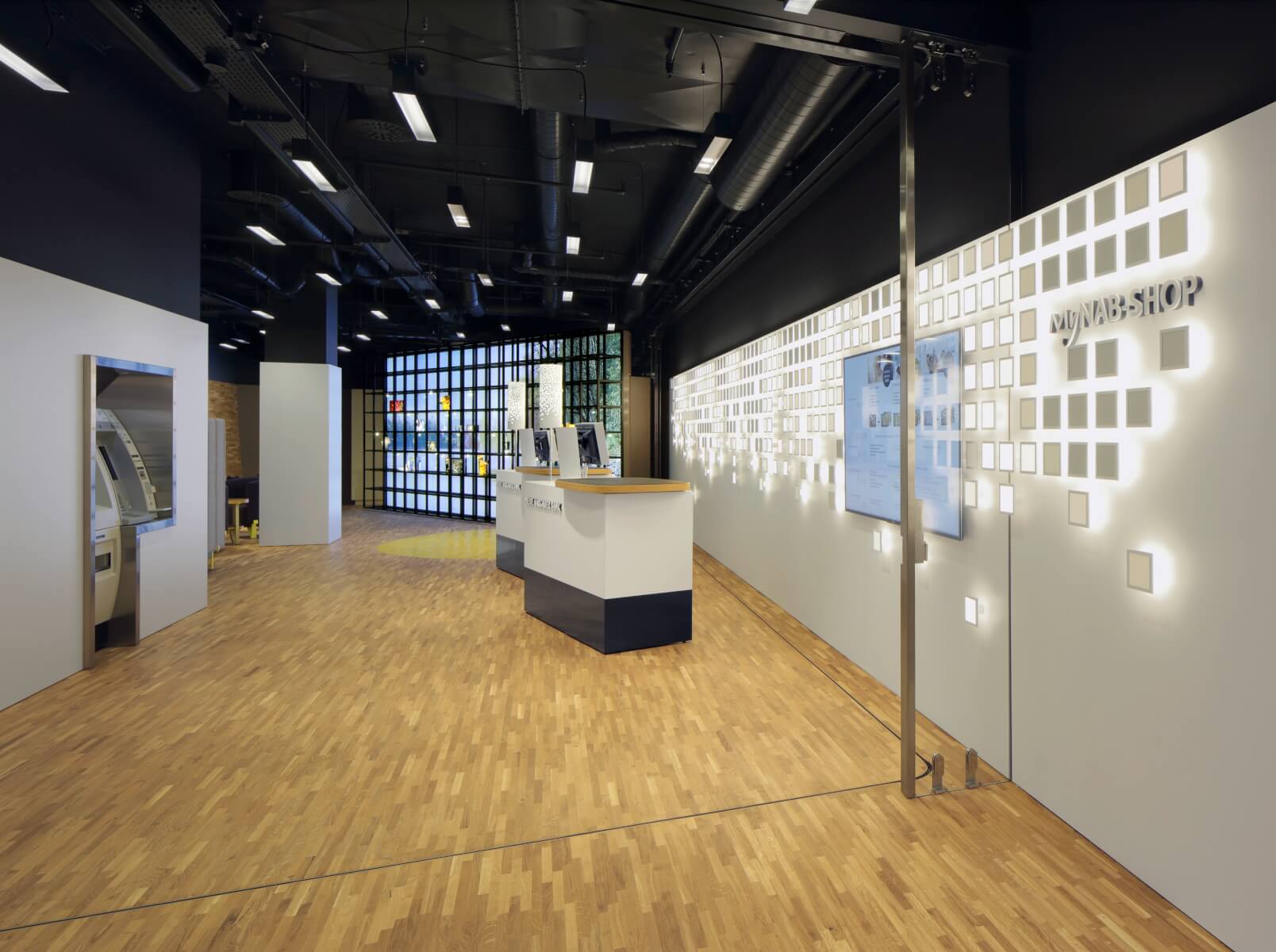 Neue Aargauer Bank with interactive OLED lighting installation