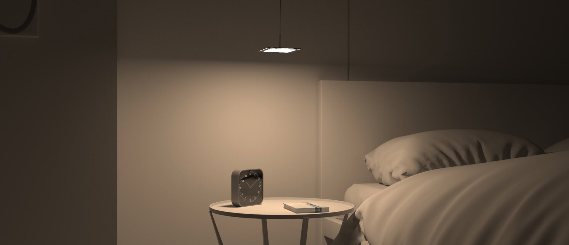 OLED fixture Zhen from Birot Lighting in bedroom