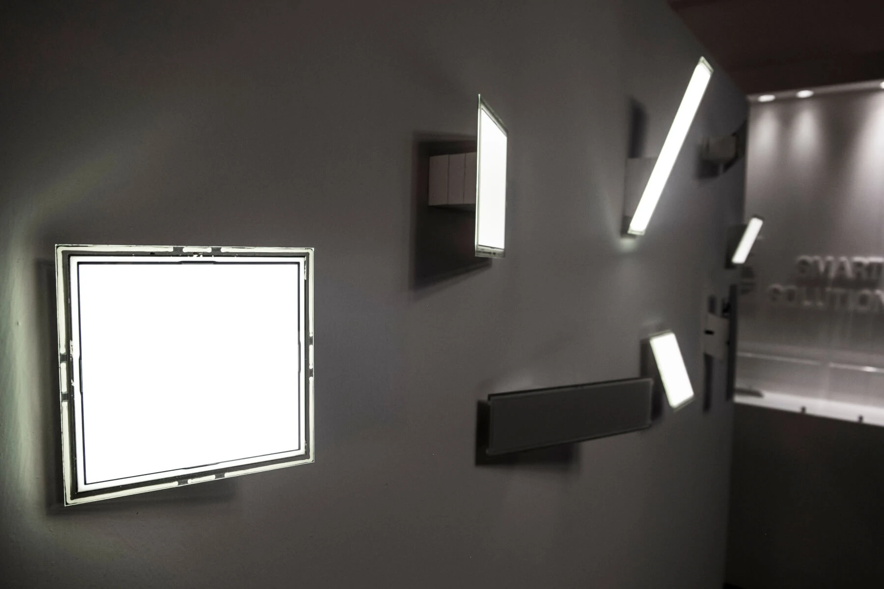 Arditi spa booth at Euroluce showing LumiBlade OLED panels