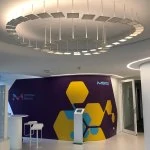 Interactive OLED installation in entrance area at Merck