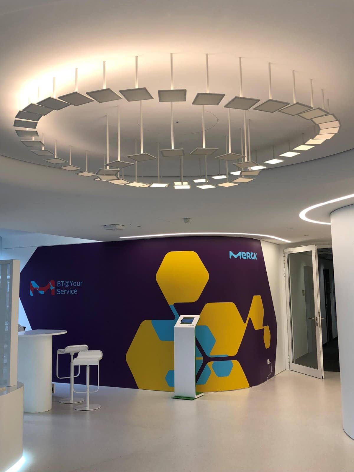Interactive OLED installation in entrance area at Merck
