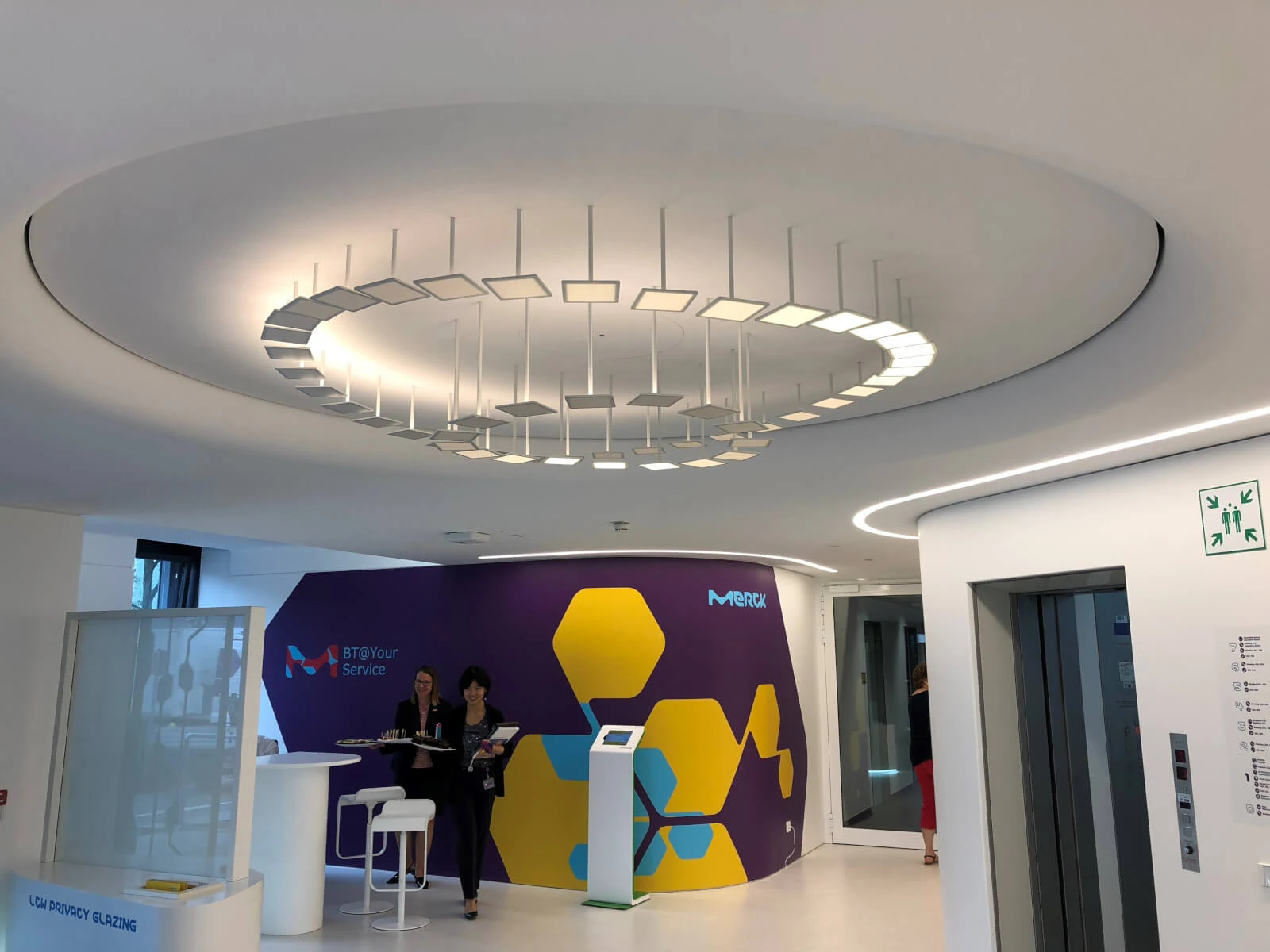 nteractive OLED installation in entrance area at Merck