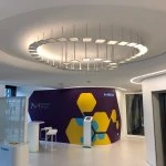 nteractive OLED installation in entrance area at Merck