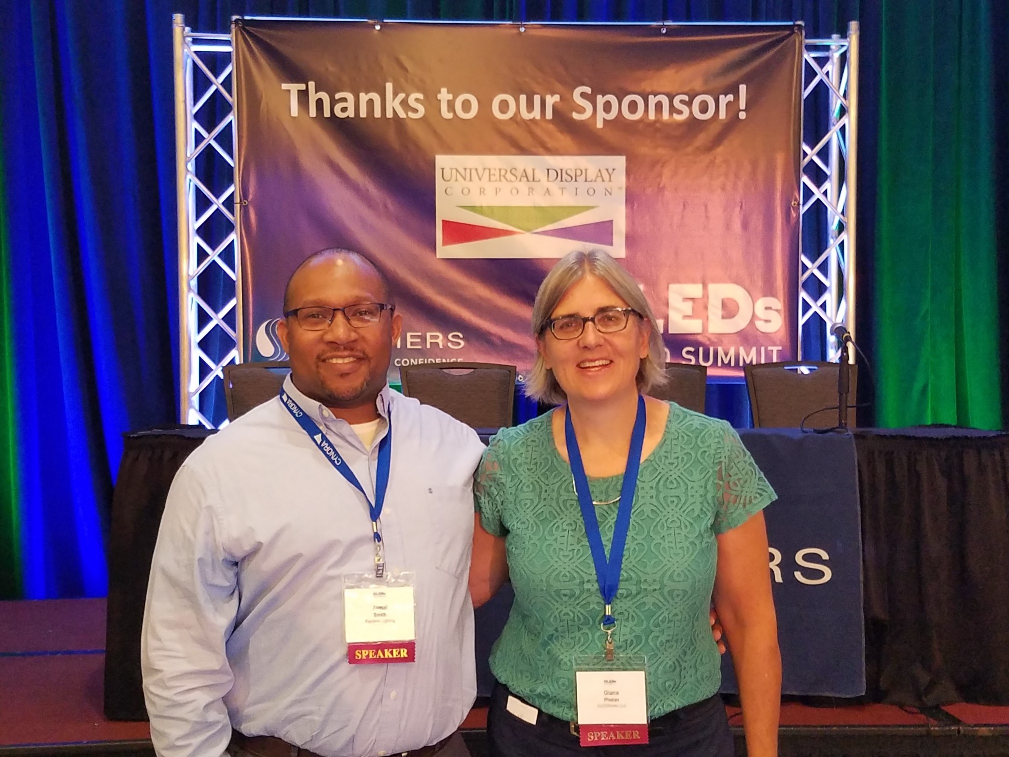 Acuity's Jamal and OLEDWorks' Giana at OLEDs World Summit | OLEDWorks