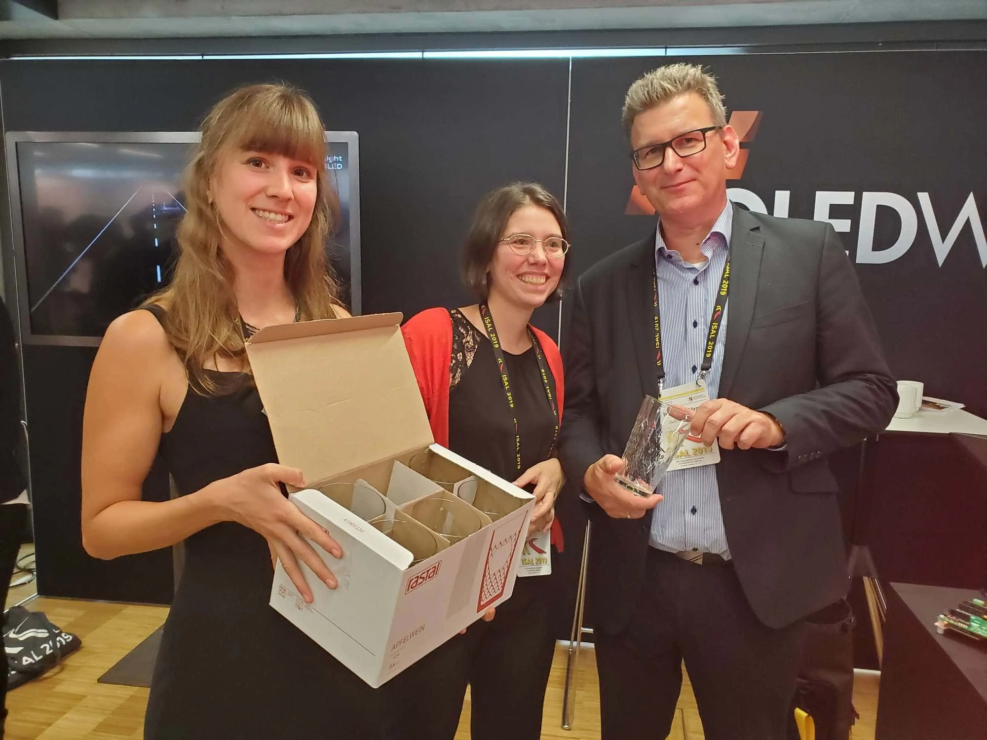 Wolfang Görgen after OLEDWorks wins Best Social Media award at ISAL 2019