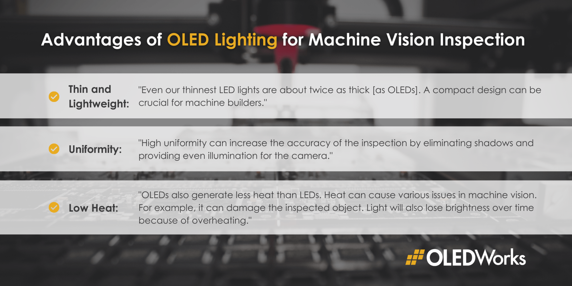 OLED lighting benefits for machine vision