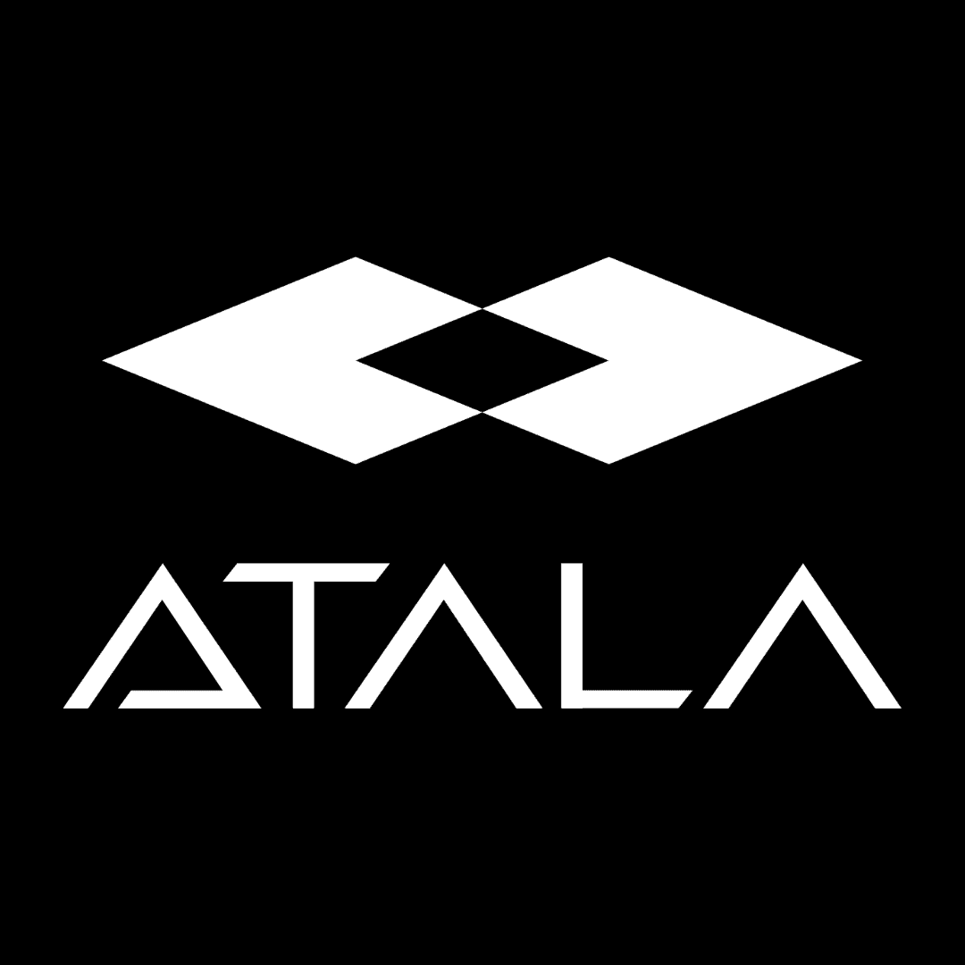White Atala logo on black background